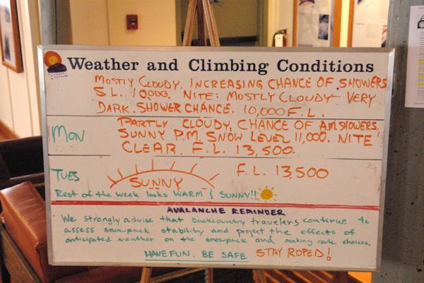 Example of Daily Conditions Posted by the National Park Service