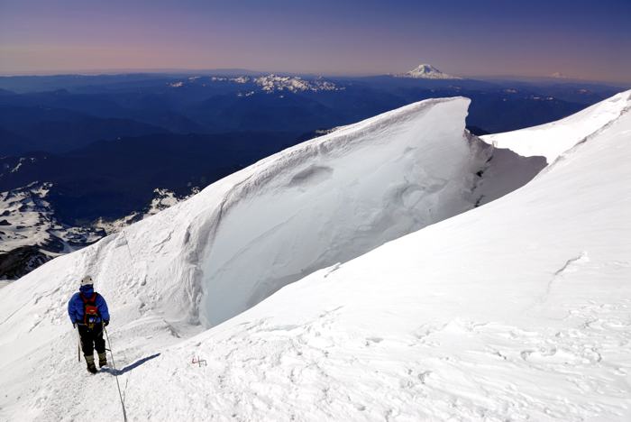 Climber approaching Ice Serac