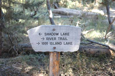 Shadow Lake Trail Sign